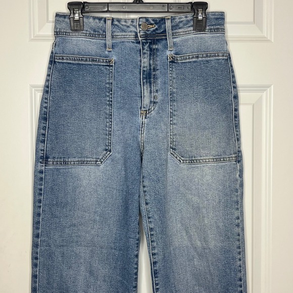 Just Black Denim The Nautical Wide Leg Size 28 Patch Pockets Blue Denim - Picture 3 of 12